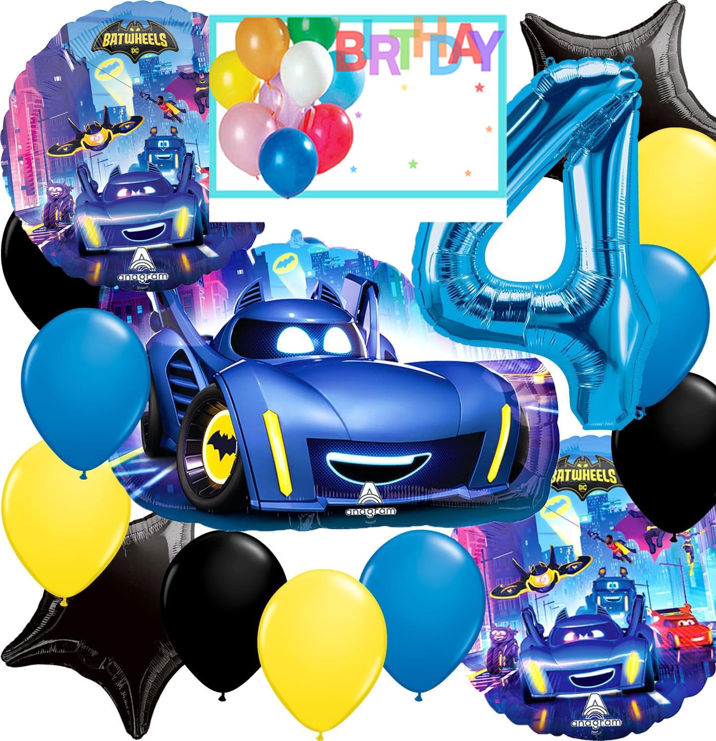 Anagram Batwheels Birthday Party Supplies Balloon Bouquet Decorations Party Accessory Number 4