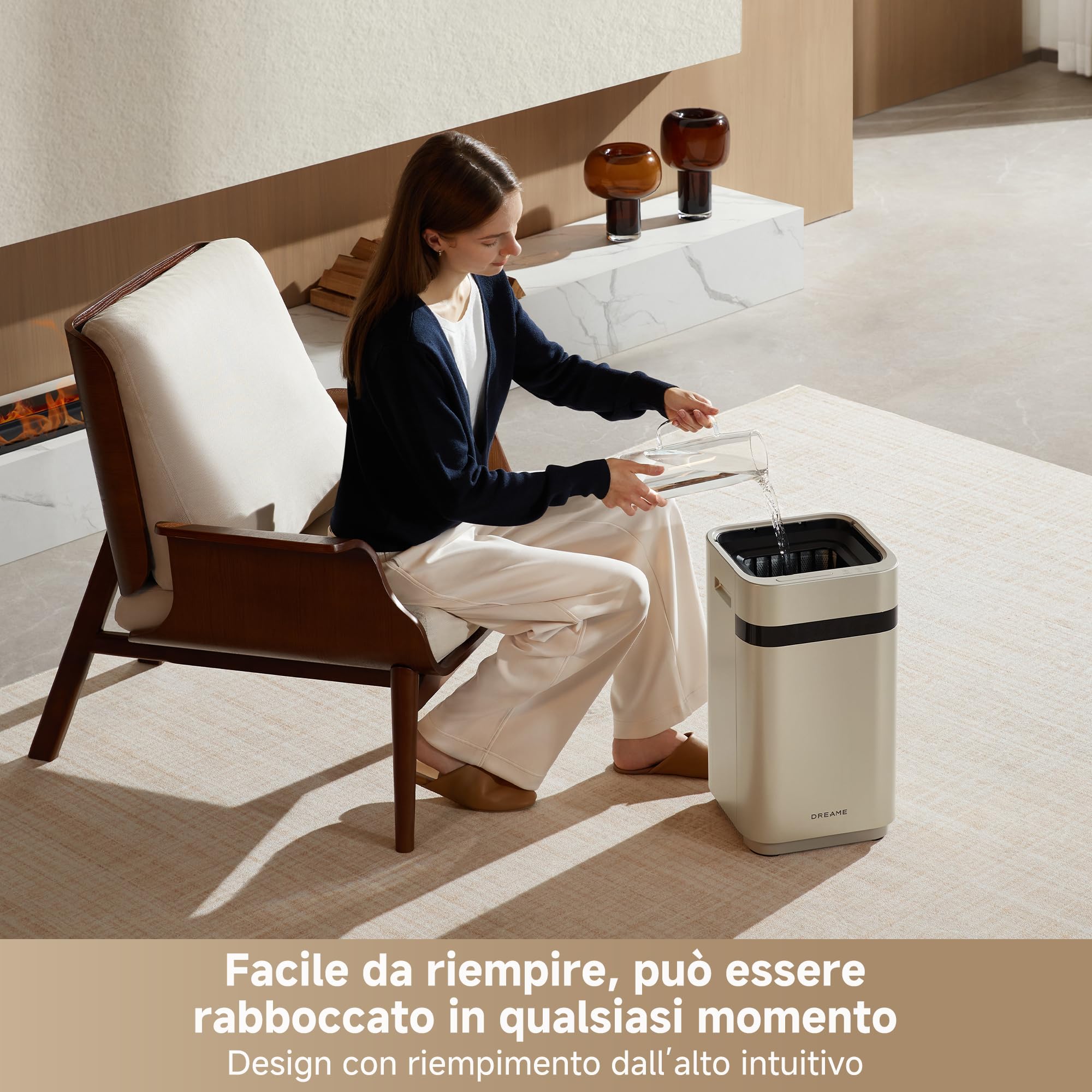 DREAME H40 Umidificatore, Tecnologia Evaporativa senza Nebulizzazione | Umidificazione Rapida 800 mL/h, Serbatoio Acqua 6 L, Purificazione in 4 Fasi, Display Digitale, Telecomando
