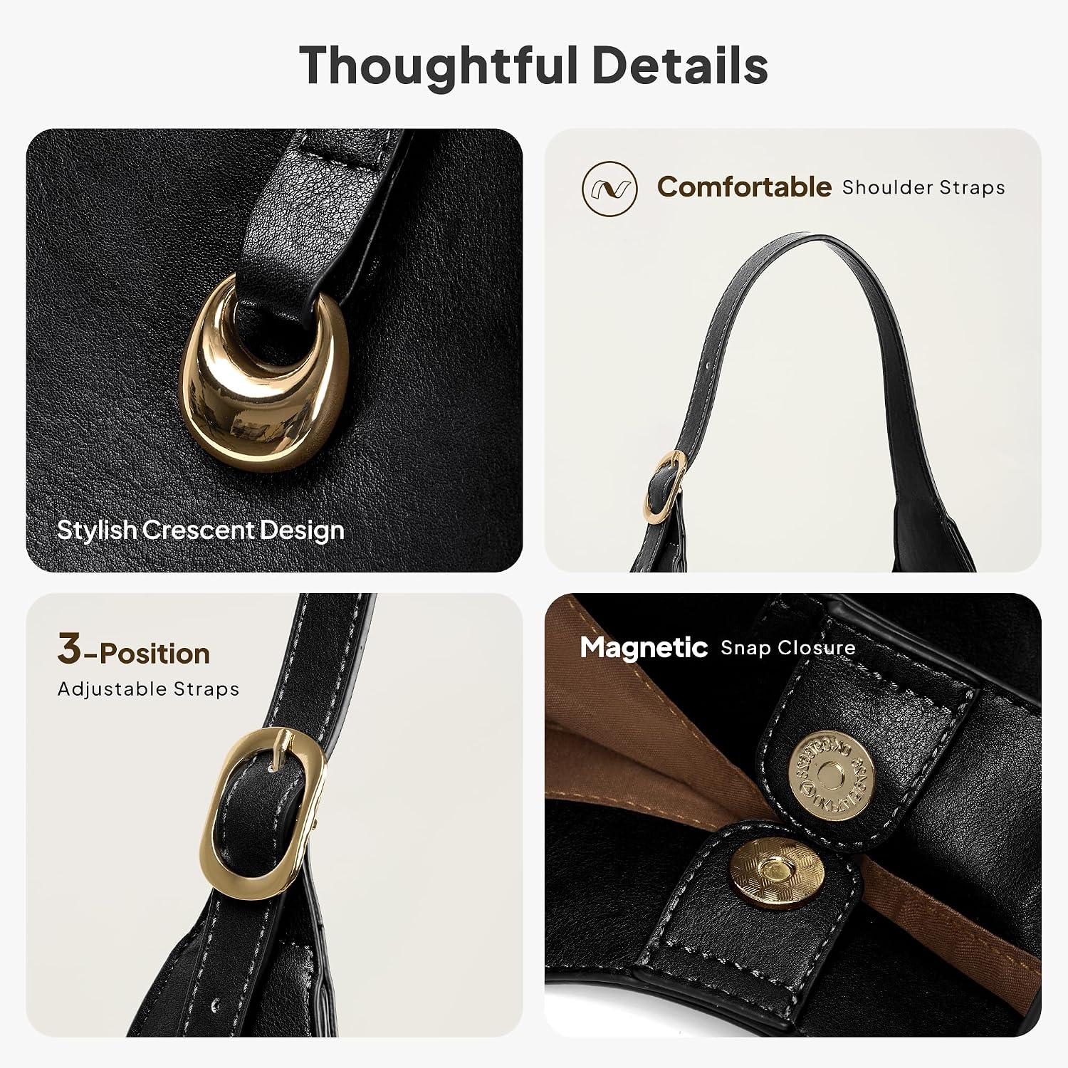 TOPEAST Slouchy Hobo Bags for Women, Large Shoulder Handbag with Wallet,Chic PU Leather Designer Crescent Everyday Tote Purse