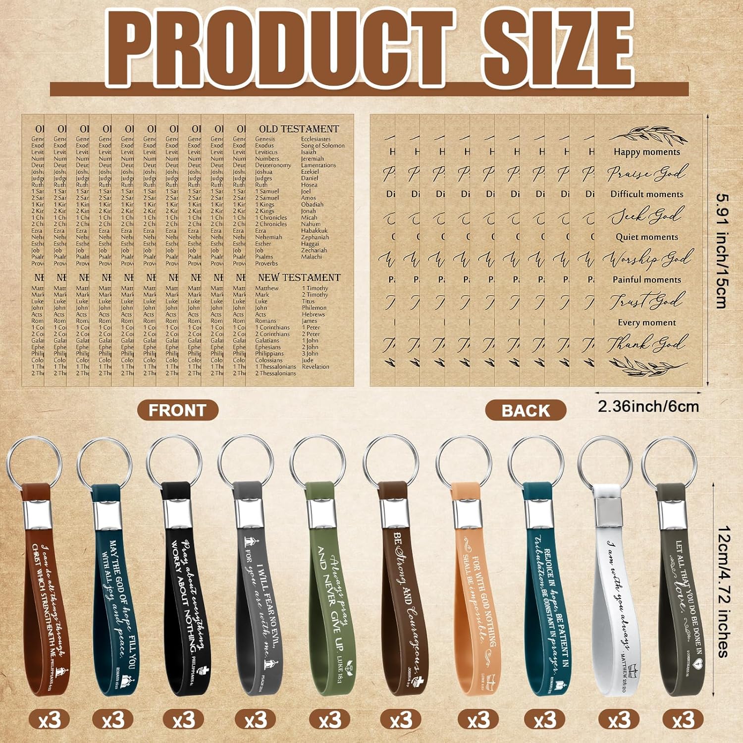 Gueevin 30 Sets Easter Christian Church Gift Bulk Bible Verse Bamboo Pens Religious Bookmarks and Scripture Silicone Keychains Appreciation Gift for Employee Nurse Women Men Pastor Teacher Sunday