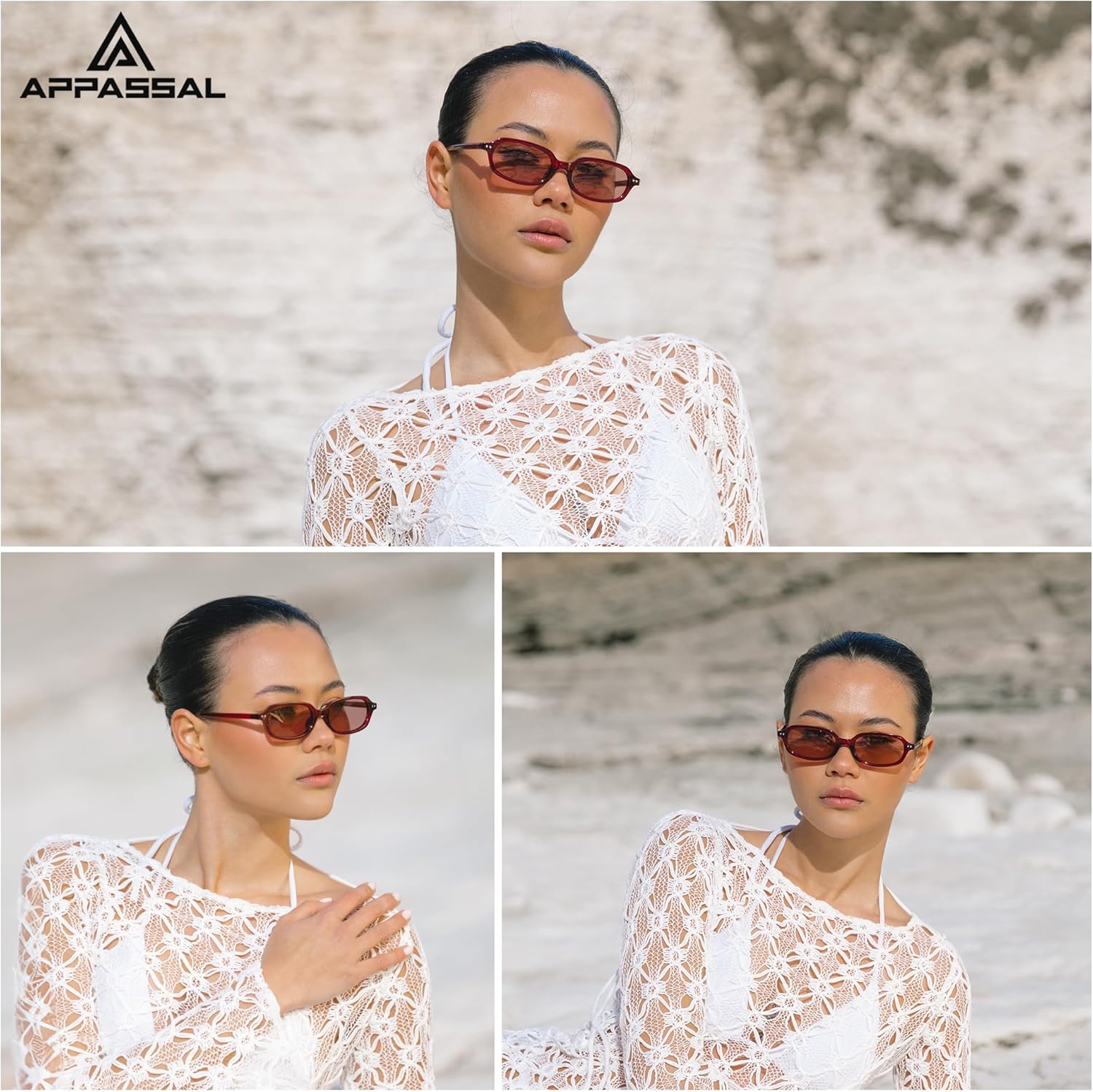 Retro Rectangle Sunglasses for Women Men Trendy Small Narrow Square Sunnies AP3729 - Image 2