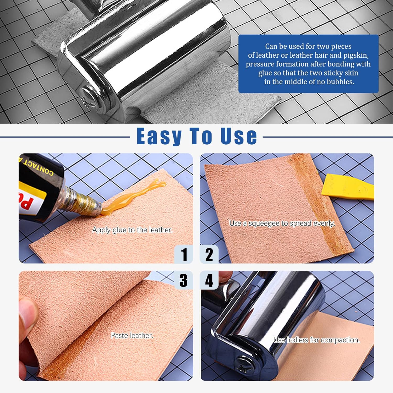 Glarks 3Pcs 26mm 60mm 100mm Leather Press Edge Rollers Leather Edge Creaser and Smoother for Leather Glue Laminating, Quilting, Platen Tools