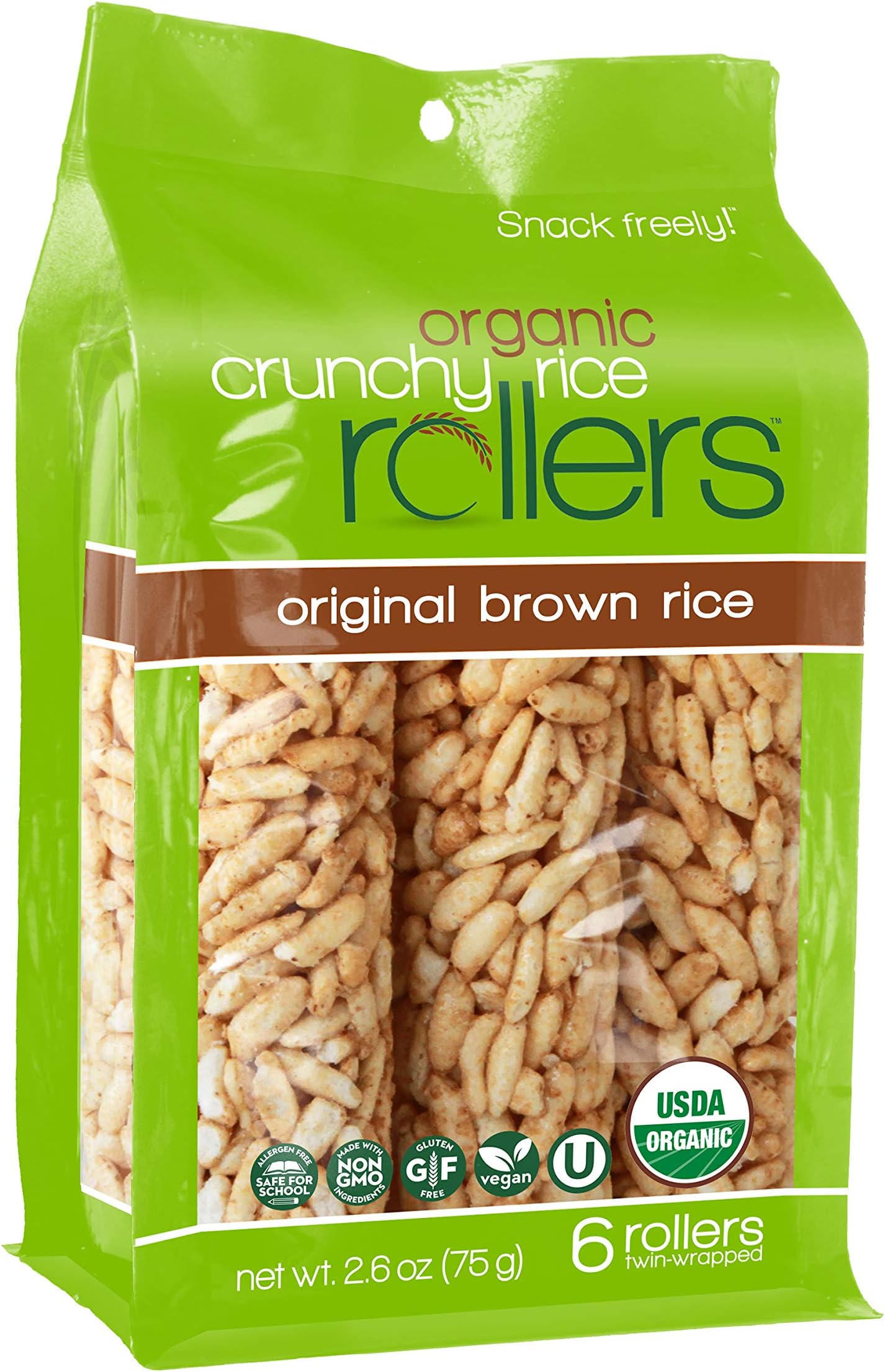 Crunchy Rollers Organic Original Brown Rice Rollers 6 Count, 2.6 OZ