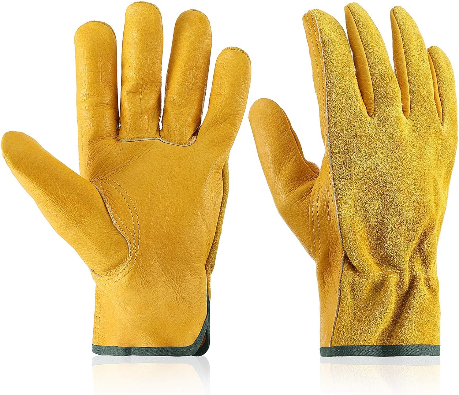 Patelai Leather Gardening Gloves - Thorn and Cut Proof Working Gloves for Women and Men - Breathable, Safety - Ideal for Gardening, Trucking, Welding (Medium)