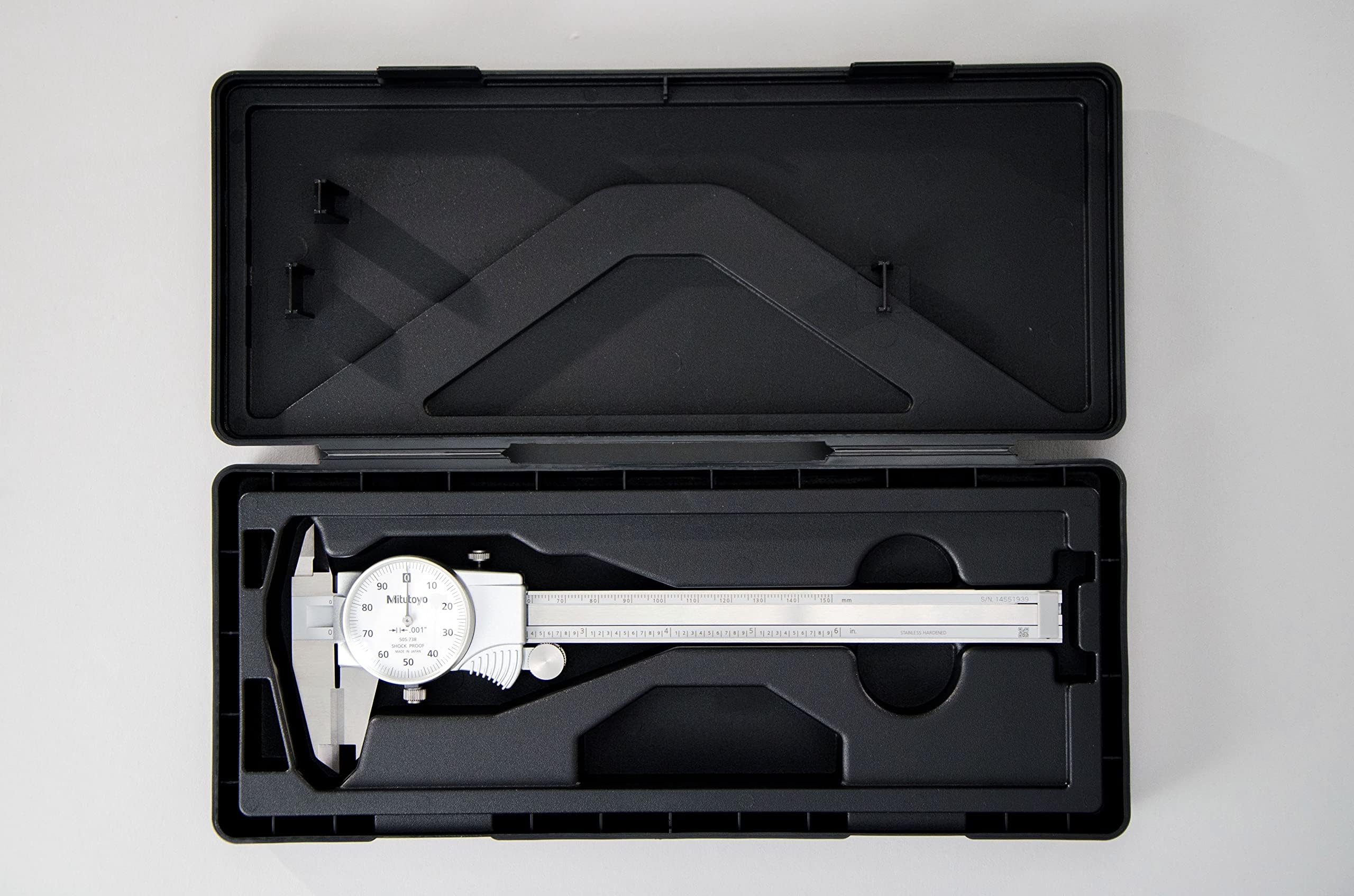Mitutoyo 505-738 D6 inch TXWW Dial Caliper, ID, OD Carbide, 0.1