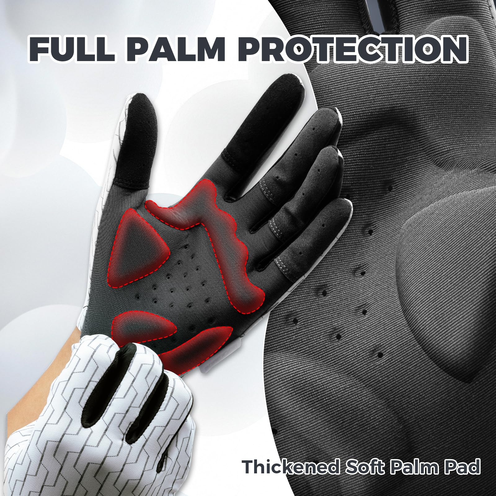 ROCKBROS Guantes Ciclismo Hombre Mujer Pantalla Táctil Guantes Deporte Dedo Completo Primavera Verano para MTB Bicicleta Carretera Gravel Running Gym Negro Blanco S-XL