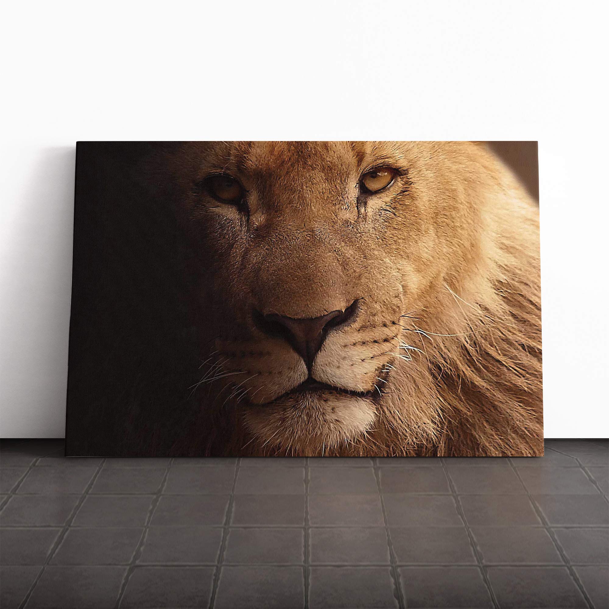 Lion Canvas Print | Gallery Wrapped 30mm Frame Wall Art | 30x20 inches | Ready to Hang | Modern Animals Picture | Living Room Bedroom Lounge Office