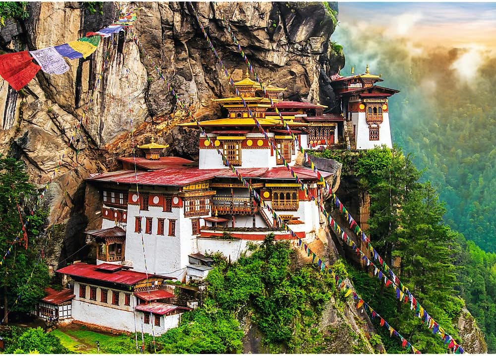 Trefl Tiger's Nest, Bhutan 2000 Piece Jigsaw Puzzle Red 38"x27" Print, DIY Puzzle, Creative Fun, Classic Puzzle for Adults and Children from 15 Years Old