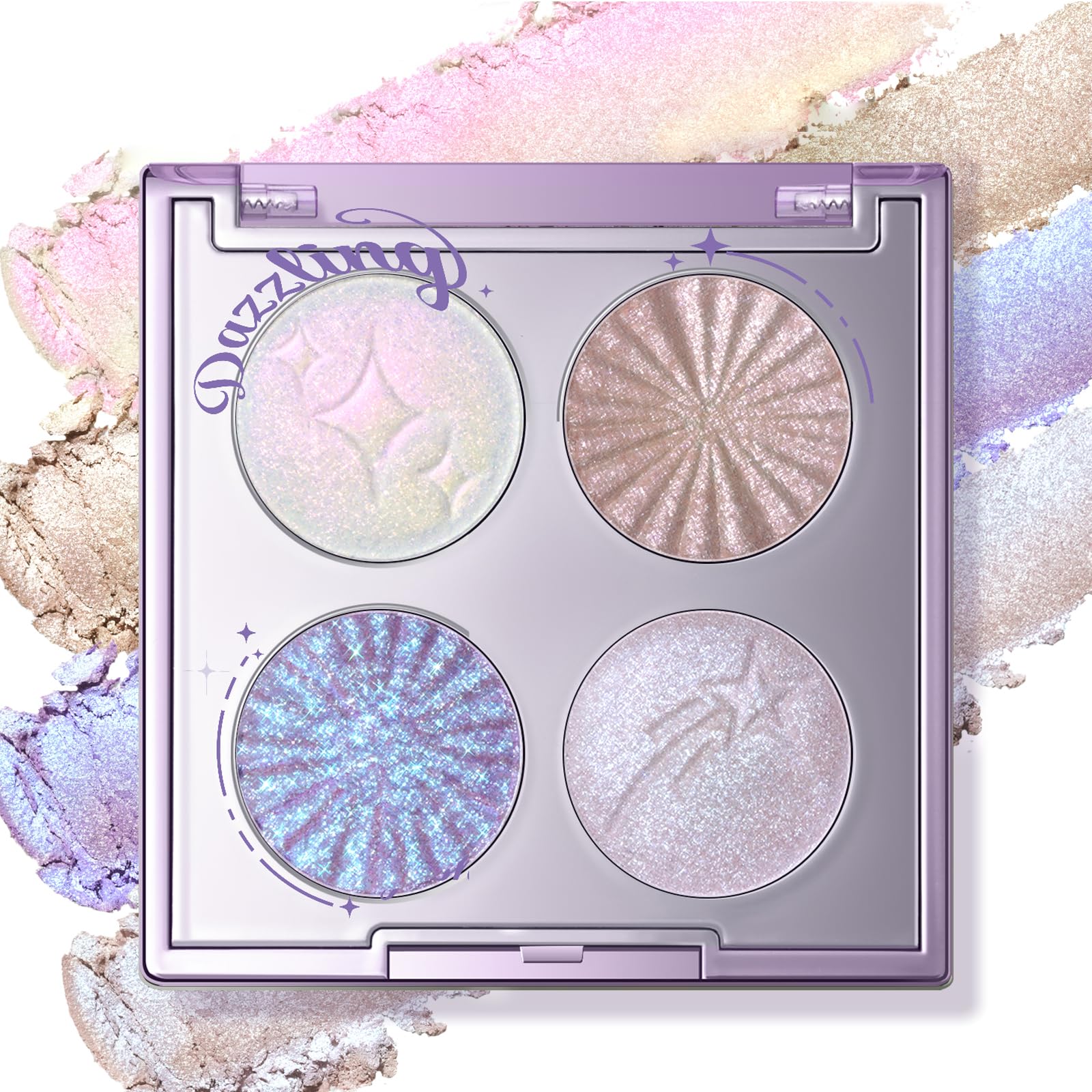 Noerrors Duochrome Shimmer Eyeshadow Quad Palette for Sparkly Fairy Makeup #01