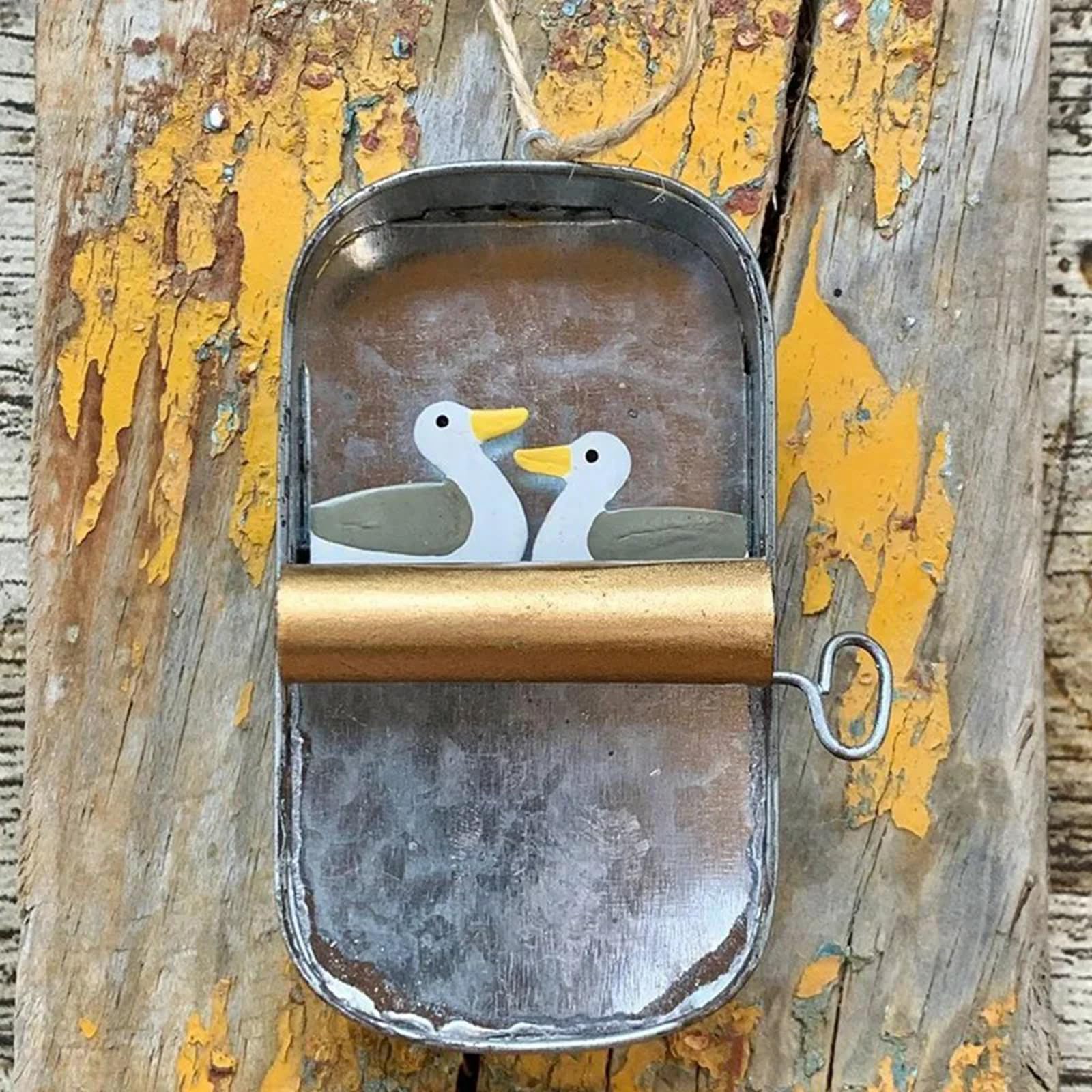VBRYUAW Sardine Can Canned Hanging Ornament Tags Seafood Funny Ornaments | Metal Sardine Tin Funny Car Decoration - Whimsical Fish Decor Unique Interior Accessories for Doors, Shops, Walls, Homes