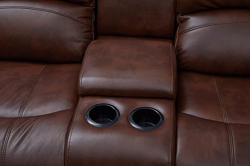 Miniatura 38 de Betsy Furniture 8018 - Juego de sillón reclinable de cuero reconstituido, para sala, sofá reclinable, sofá de dos piezas y sillón de cuero