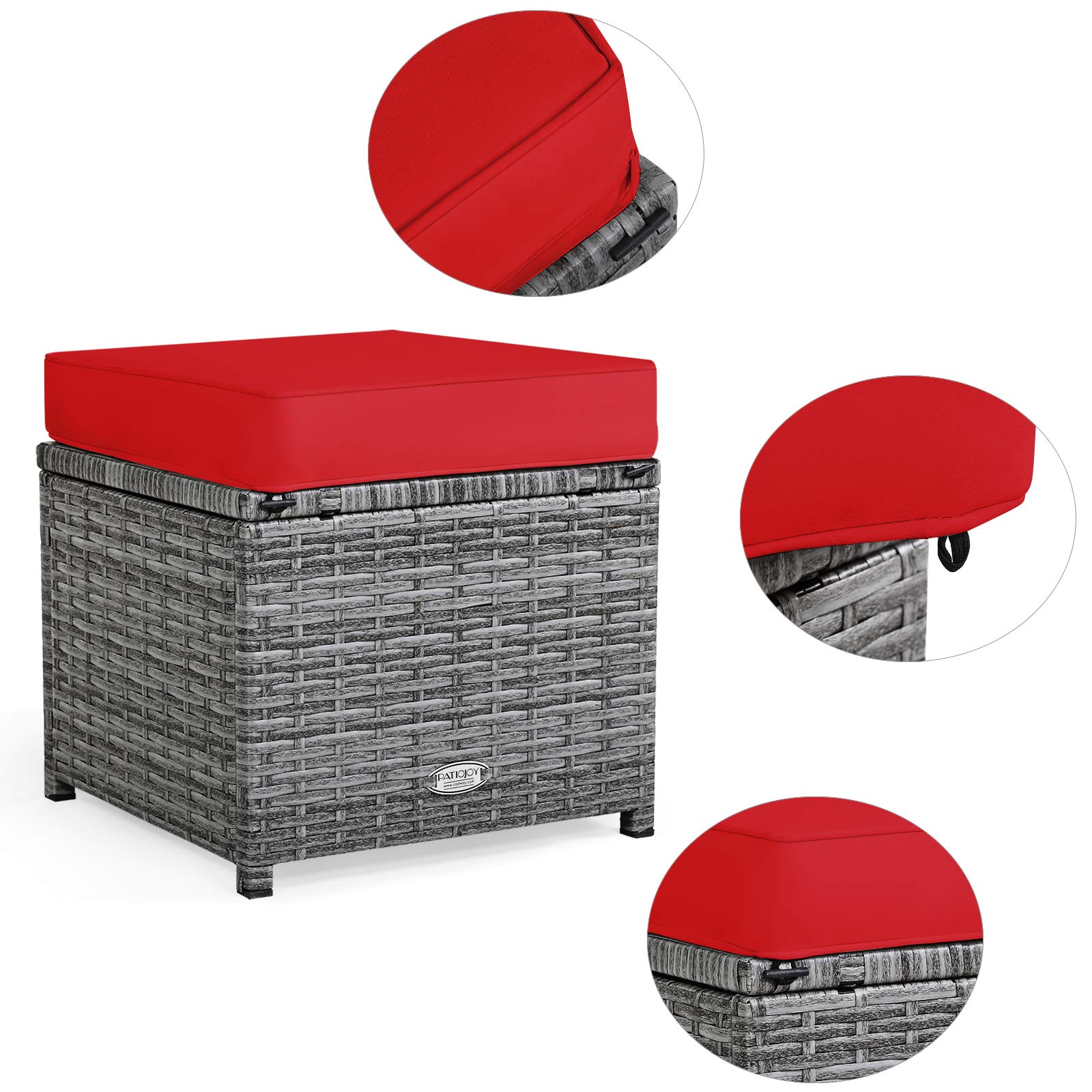Juego de 7 muebles para patio, sofá seccional con cojines, juego de sofá conversación de mimbre para todo tipo de clima, mesa y otomanas para patio trasero, jardín, área de alberca. 9