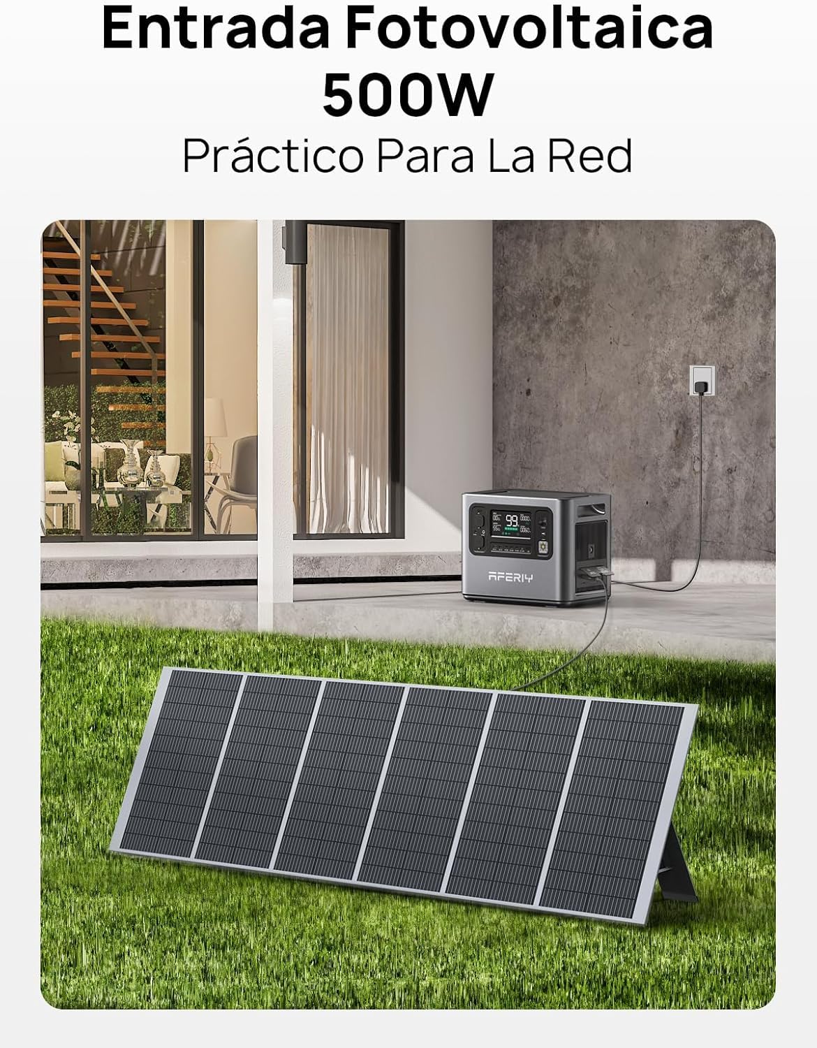 AFERIY Generador Solar 2400 W con Panel de 200 W, Estación de Alimentación Portátil de 2048 Wh (Pico de 4800 W), Batería LiFePO4, 220 V-240 V, Plegable USB, IP65