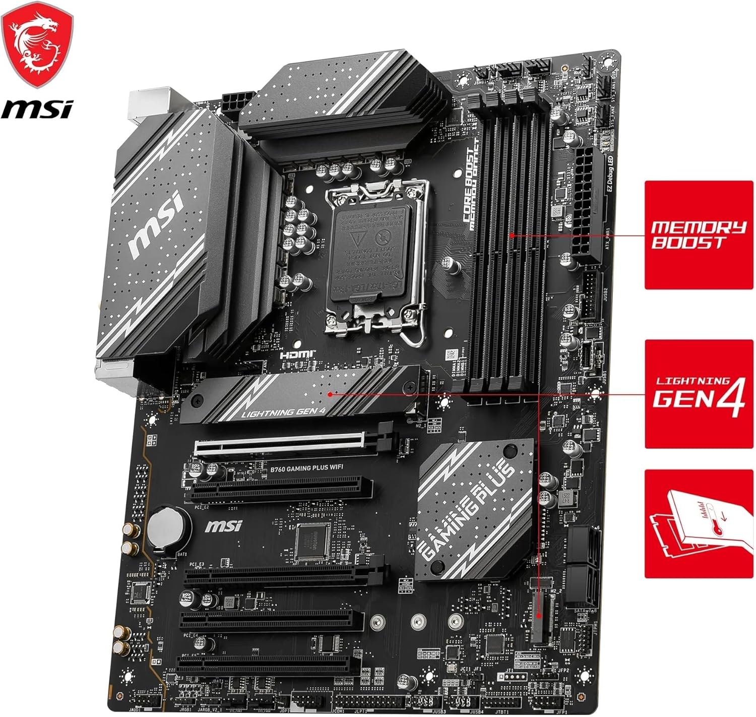 MSI B760 Gaming Plus WiFi Scheda madre ATX - Supporta Intel 12-¦ & 13-¦ Gen - Scheda madre - Immagine 2