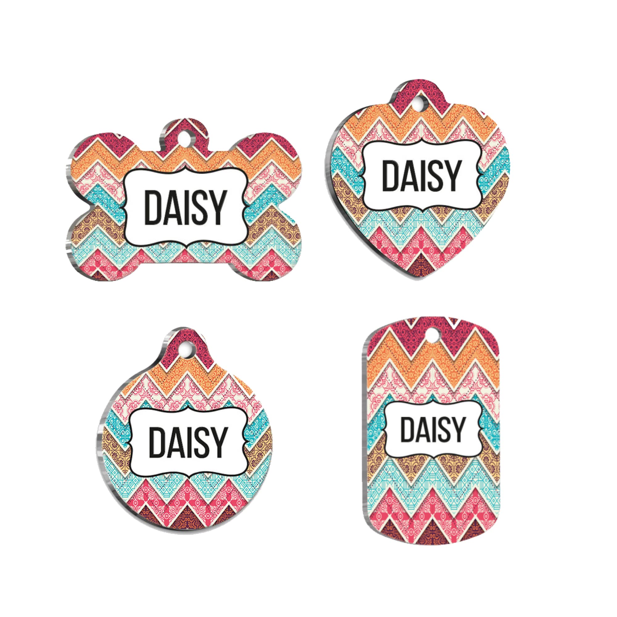 Vintage Rustic Personalized Dog Tag - Custom Name Tag - ID Tag for Dog & Cat - Customized Pet Tags - Dog Name Tag - Cat Name Tag - Engraved Dog Tag (Heart)