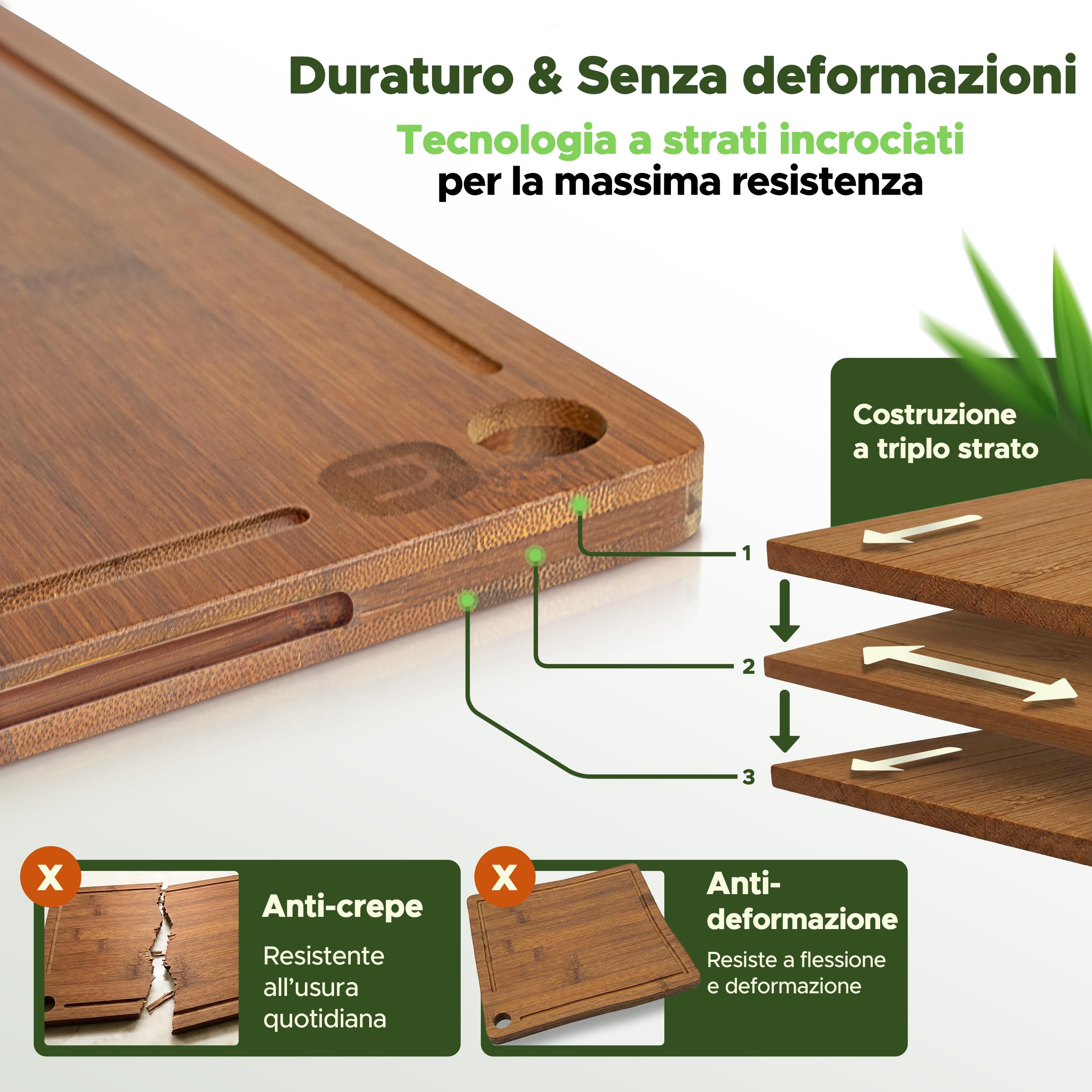 naturlik Set 3 Taglieri Bambù Carbonizzato con Scanalatura | Tagliere Legno per Carne, Salumi e Formaggi | Tagliere da Portata | Pre-Oliato, Senza BPA, Ecologico | 3 Misure: 33×22/28×22/22×15 cm