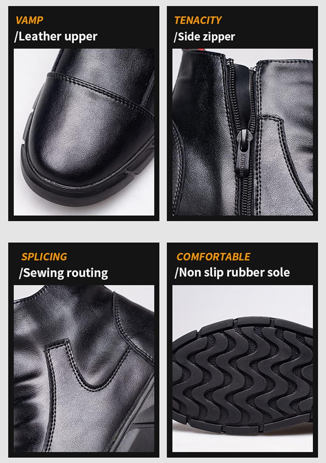 Micoklinlin Steel Toe Boots for Men Waterproof Microfiber Leather Zipper Safety Shoes Industrial Breathable Work Sneakers