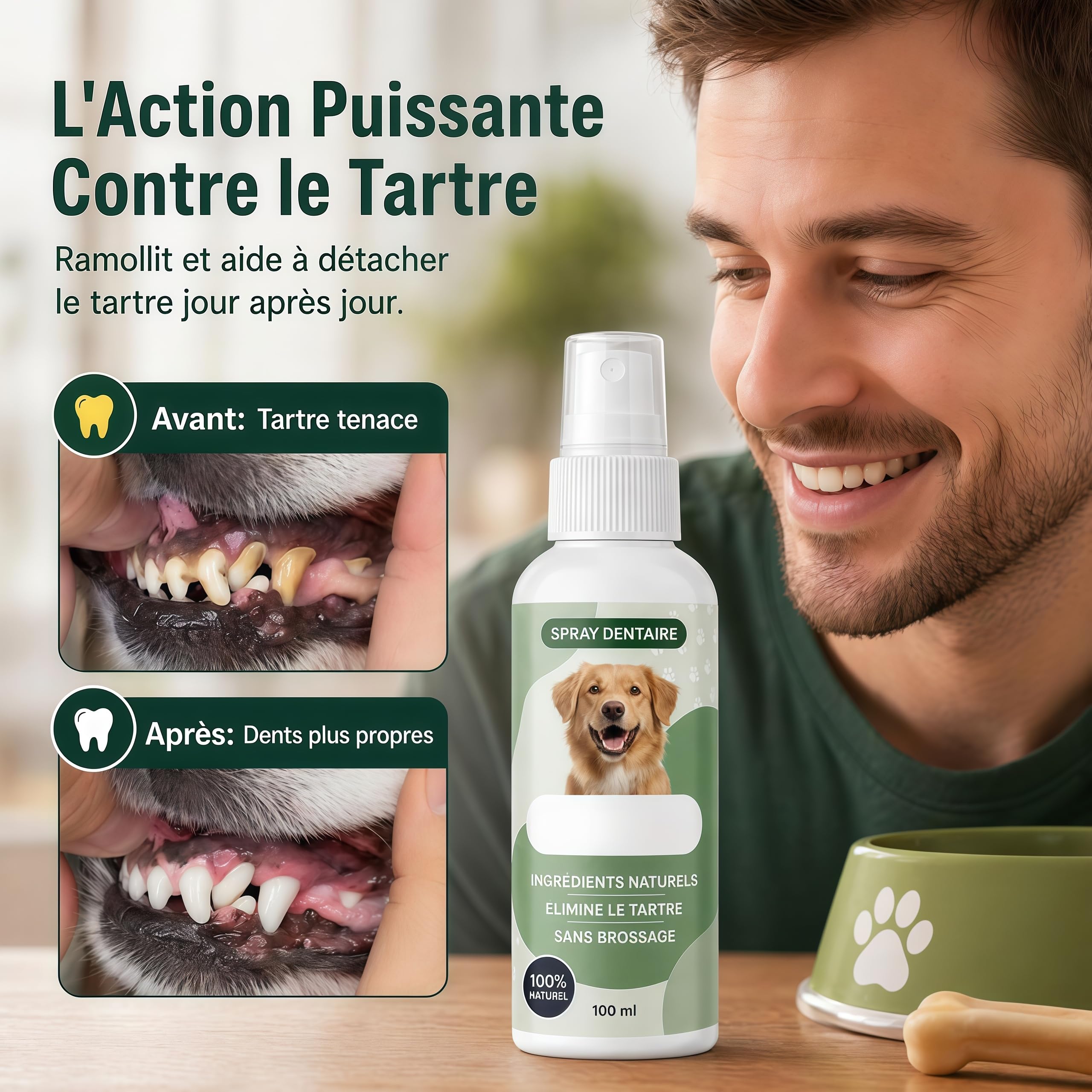 Everly Spray Dentaire Chien Antitartre Haleine Fraîche sans Brossage