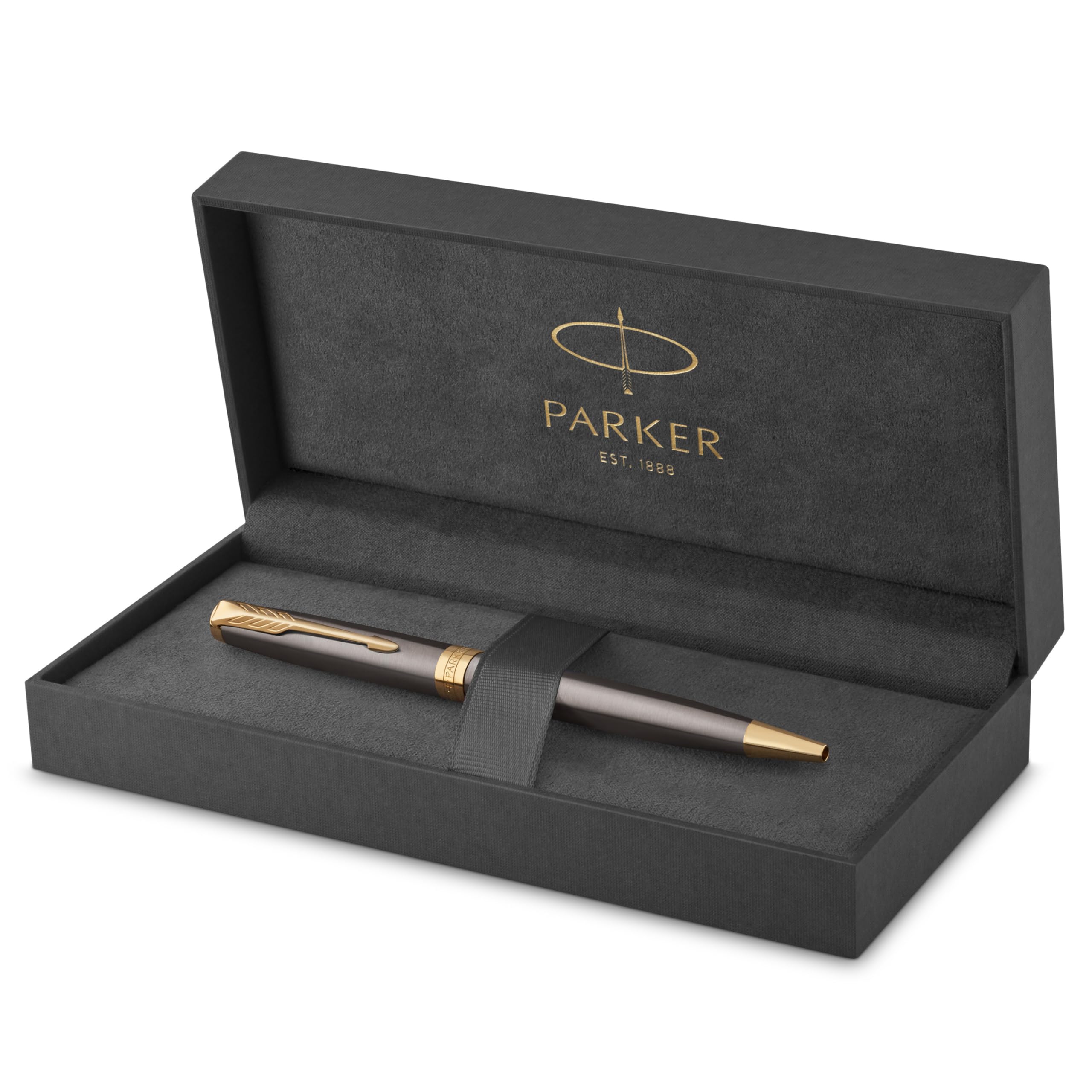 Sonnet Ballpoint Pen | Grey Lacquer with Gold Trims | Medium Point | Black Ink Refill | Gift Box | Perfect Graduation Gifts