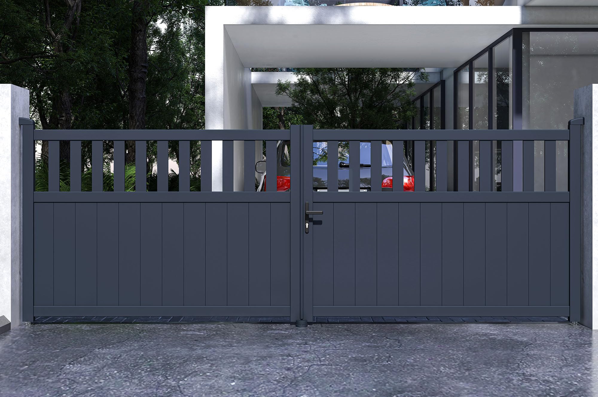 Casanoov Portail battant 4m SANTIS H.140cm aluminium gris