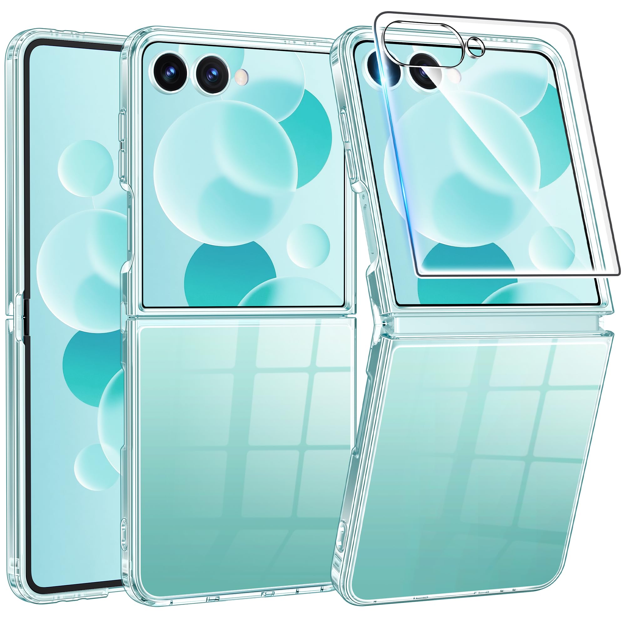 FNTCASE for Samsung-Galaxy Z-Flip-7 Clear Case with Screen Protector