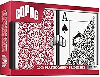 Vista 2 de Copag 1546 Design - Juego de cartas 100% de plástico, tamaño del puente (estrecho) rojo/negro (índice jumbo)