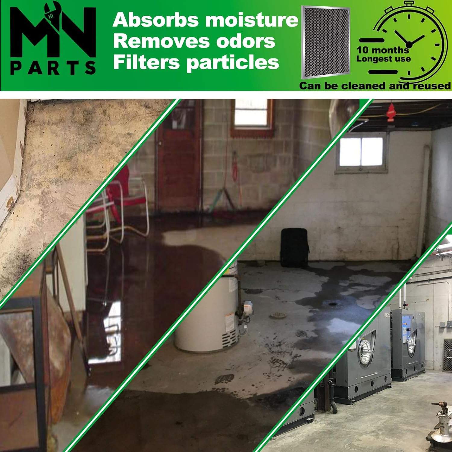 5443 Dehumidifier Filter 10"x12"x1" MERV 8 Washable Compatible with Whole-House Dehumidifiers Models 1830 1850 1852 and Ventilation Models 8191 8192 Replacement Filter 2 Packs