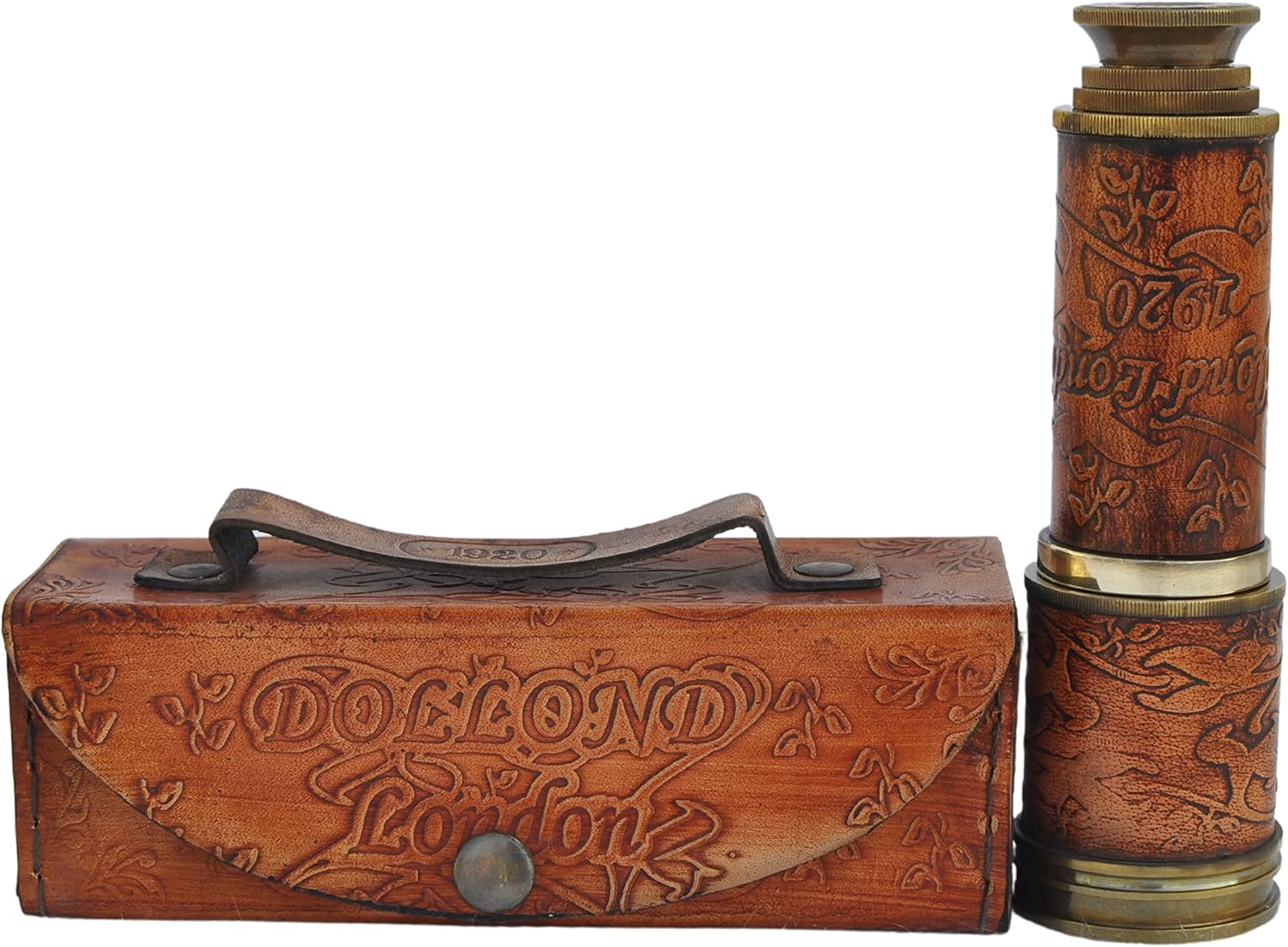 Medieval Replicas 16 Inch Antique Look Full Brass Working Telescope/Spyglass Replica Decorative Kids Scope in Leather Box