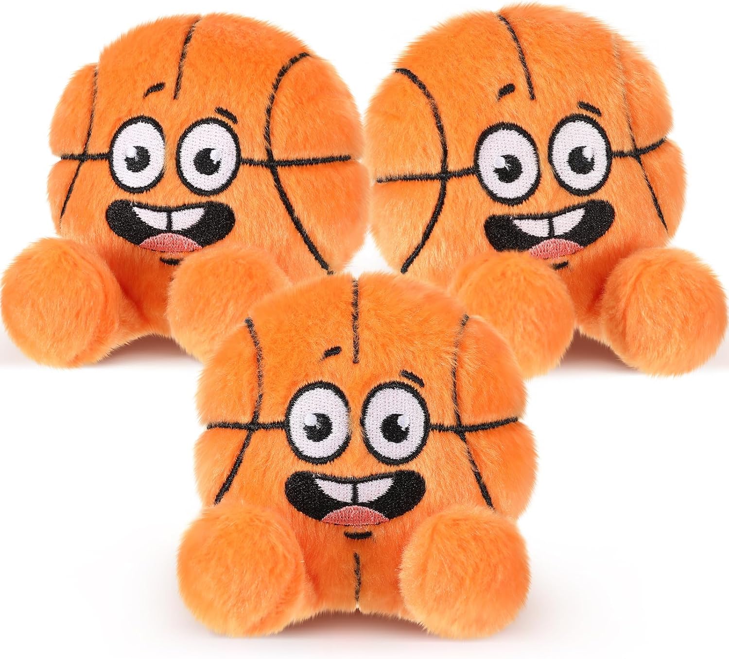 Arrowbash 3 Pieces Basketball Sports Plush Fluffy Stuffed Toys Basketball Stuff Throw Pillows Gifts Soft Sports Balls for Bedroom Seasonal Decoration Party Favor