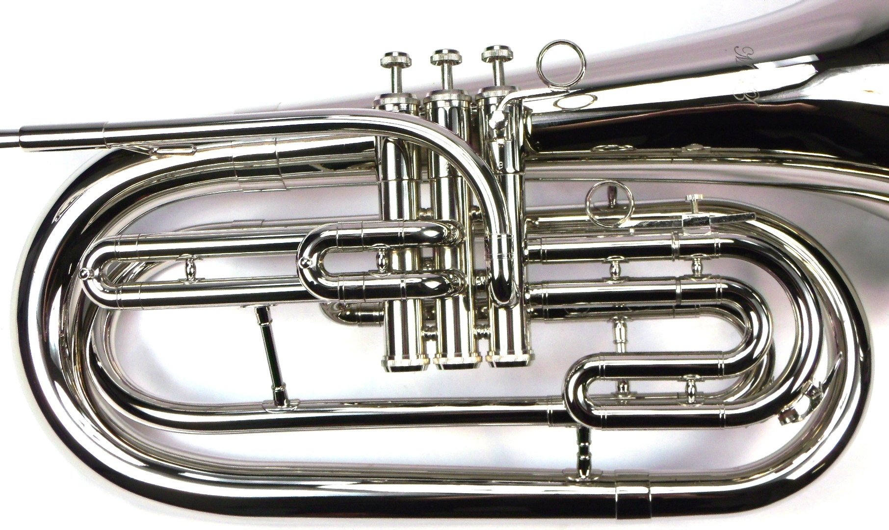 Advanced Monel Pistons Marching Baritone Key of Bb w/Case & Mouthpiece-Nickel Plated Finish - Image 7