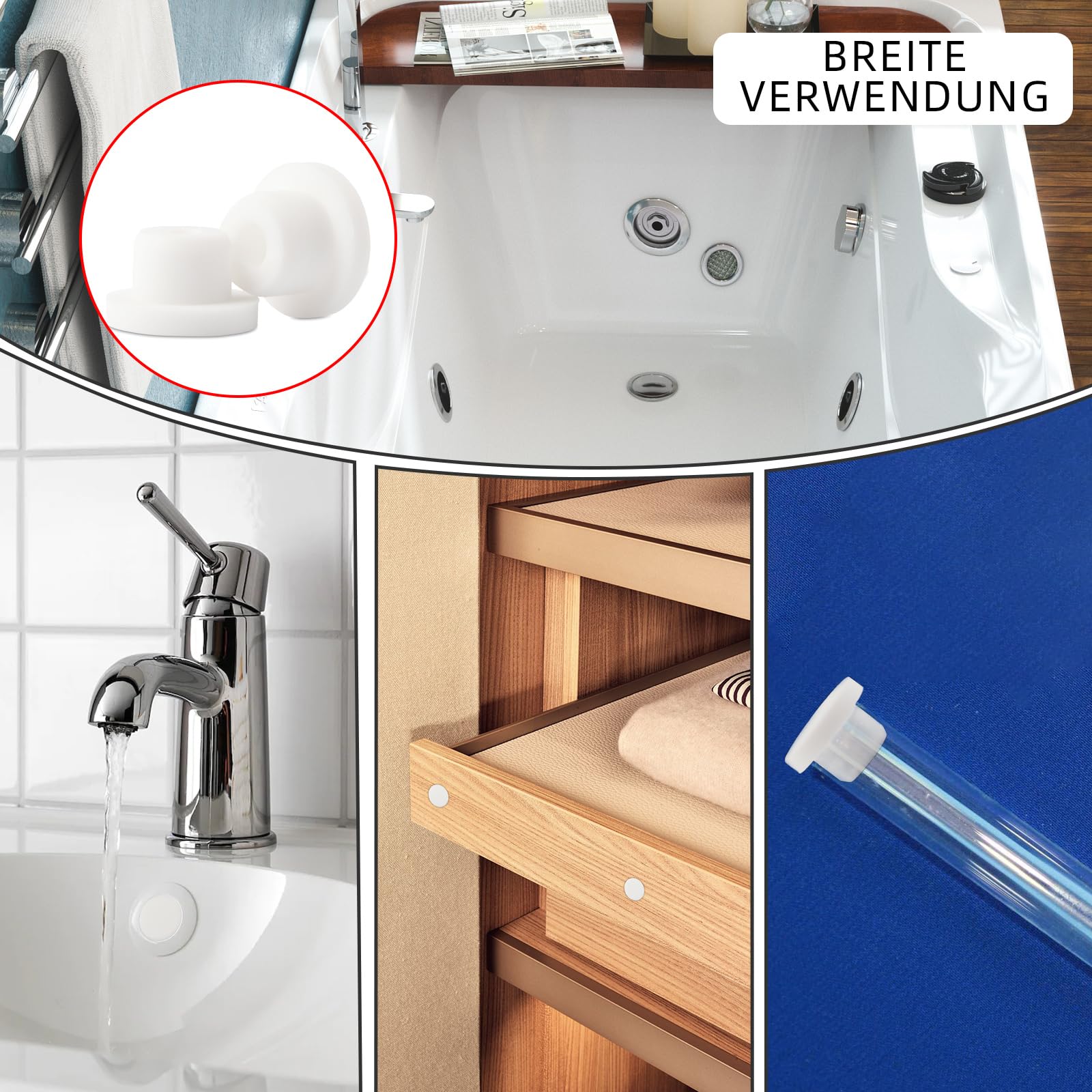24-teiliges Silikon-Set Für Badewannendüsen – Stopfen In 15, 16, 17 Mm Für Runde Löcher, Wasserdicht & Flexibel
