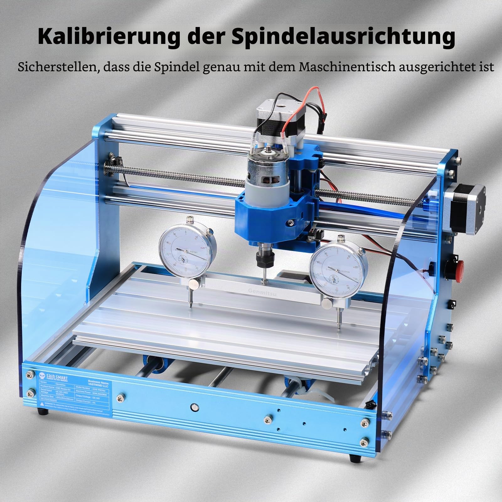Genmitsu CNC-Fräsmaschine Tramming Tool Pro Kalibriersystem mit 1/2 Zoll, 1/4 Zoll, 1/8 Zoll Schaft und 0,00000 Zoll Präzisionsindikatoren, ideal für Vierkant, Nivellierung und Maschinenkalibrierung