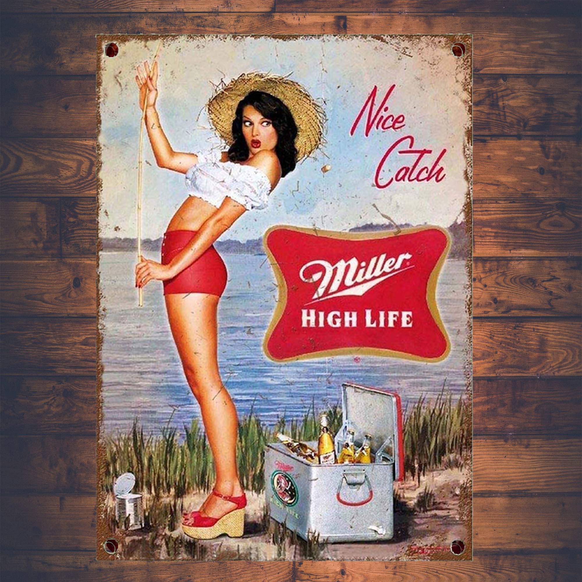 Amazon.com: Vintage Metal Sign, Miller Beer Pin Up Girl Wall Decor