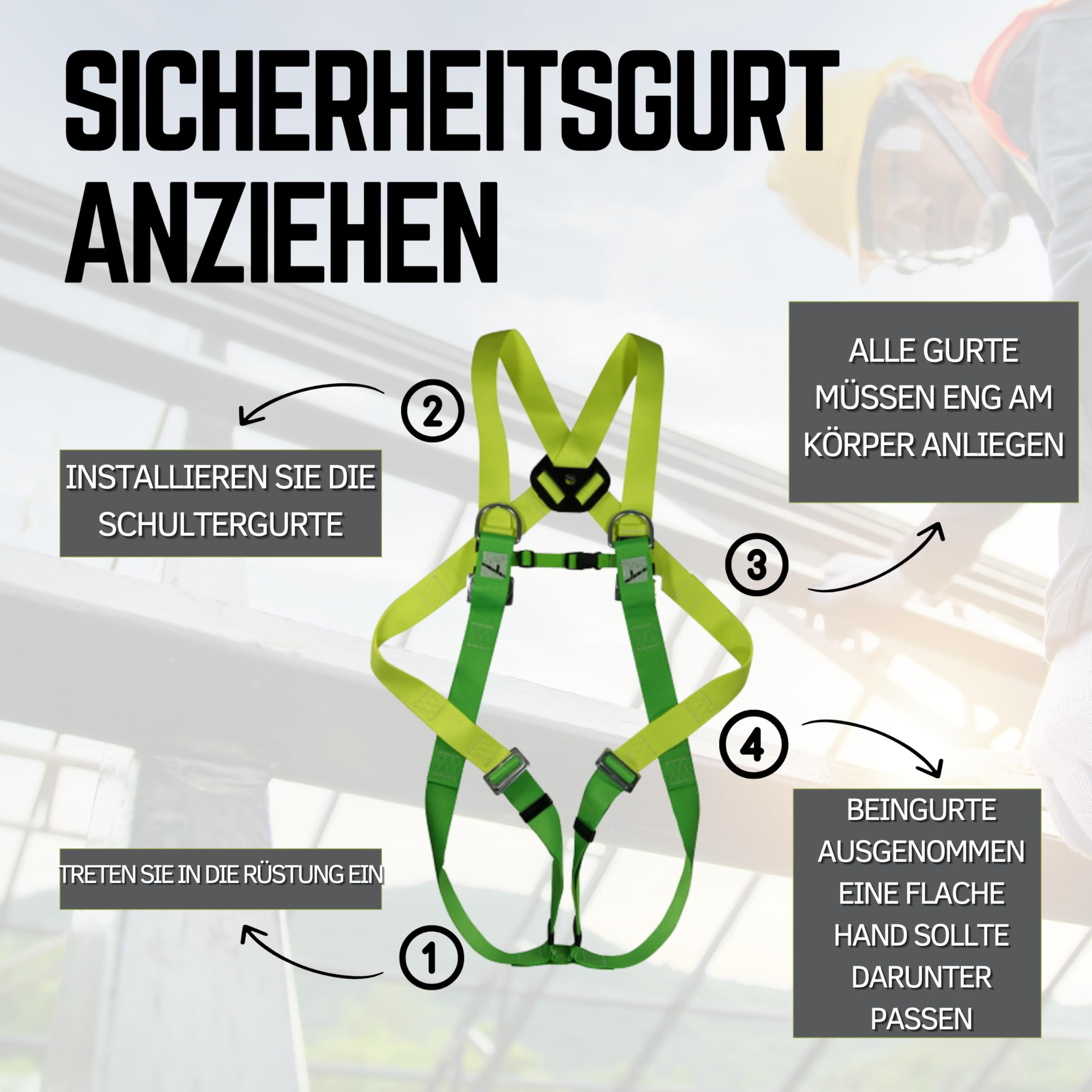 Climax Komplettes Absturzsicherungsset – Absturzgurt mit Fallline – Sicherheitsgurt 27C-Set – Sicherheitsgurt