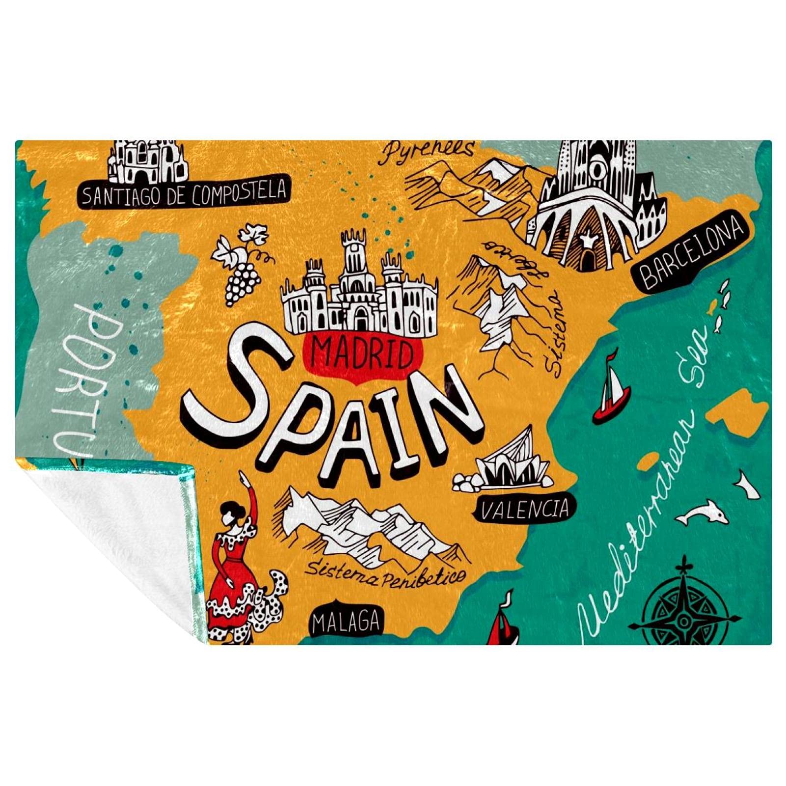 Couverture carte d'Espagne douce pour vos soirées canapé et pique-niques en plein air