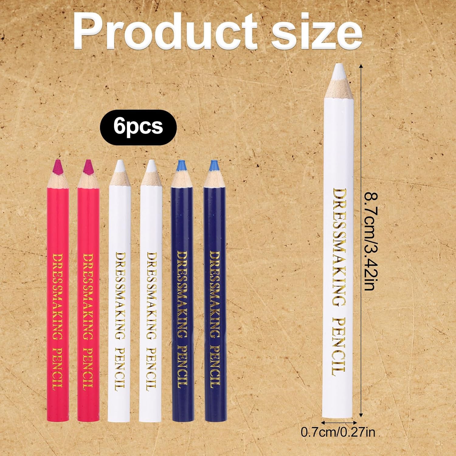 6pcs Fabric Markers for Sewing Pen, Water Soluble Tailors Chalk Fabric Marking Pencil for Dressmaking Quilting Embroidery DIY Crafts Supplies (Red, Blue, White)