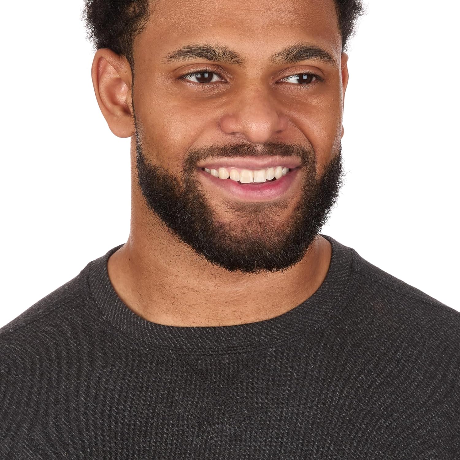 Coleman Long Sleeve Brushed Back Stretch Twill Double Knit Crewneck Shirt with Textured Fabric Detail - Image 2