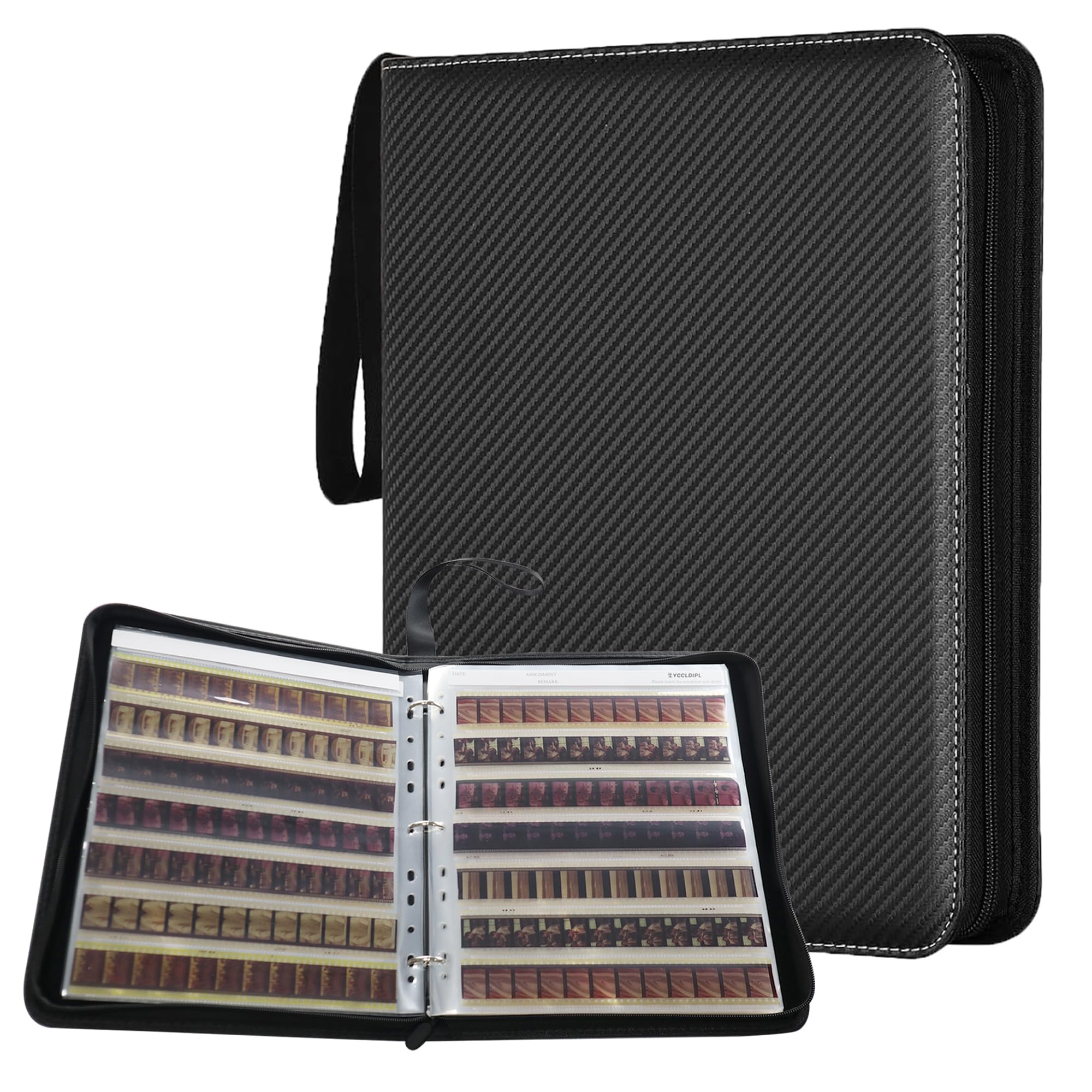 Yccldipl Black Acid-Free Archival Film Storage Box With 3-Ring Binder, Compatible With 135/35Mm/120/4X5/8X10 Negative Pages, Dustproof Protector For Film Sleeves & Negatives