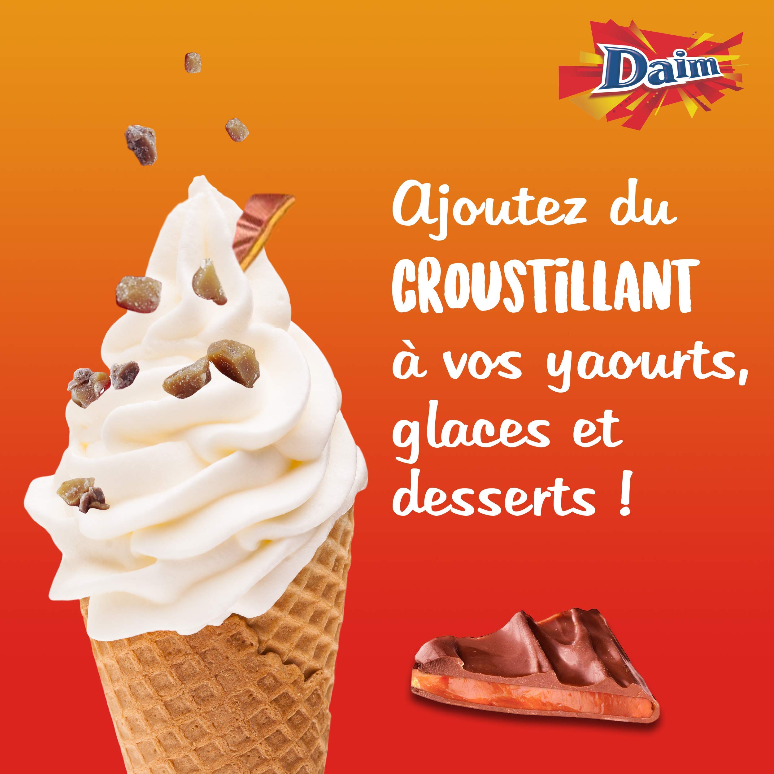 DAIM - Bonbons au Chocolat au Lait et Éclats de Caramel - Emballages individuels - Tubo de 2,5 kg (390 Bonbons)