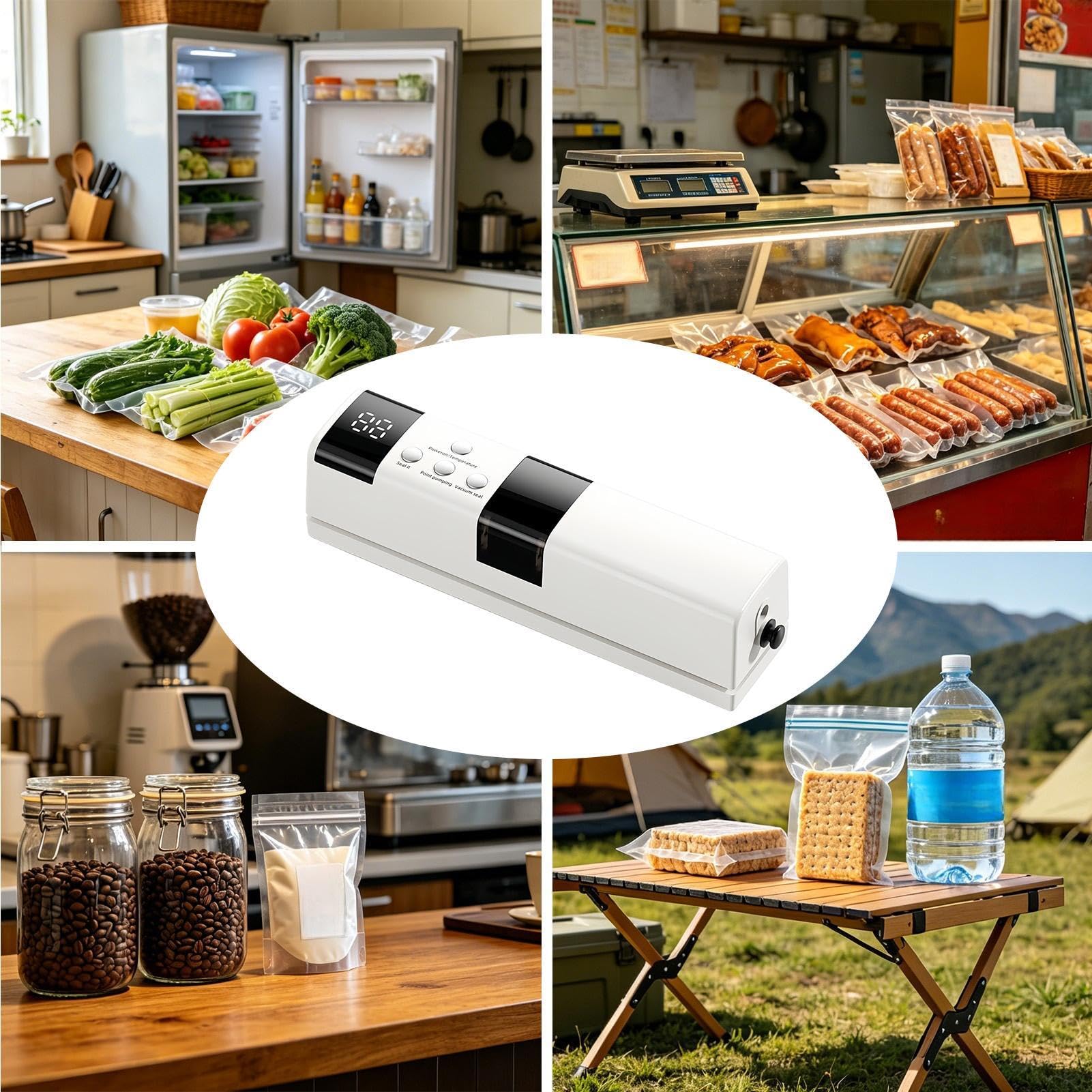 Selladora al Vacío para Alimentos con Pantalla LED Portátil con Depósito de