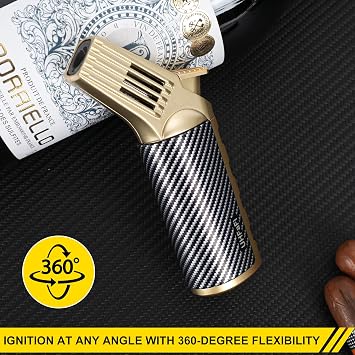 Kitchen Cooking Butane Torch Lighter with Safety Lock ,Lock Fire Function, Extra-Long Flame, Powerful and Adjustable, Refillable Multi-Functional Torch,BBQ, Baking, Welding (Butane Gas Not Included)