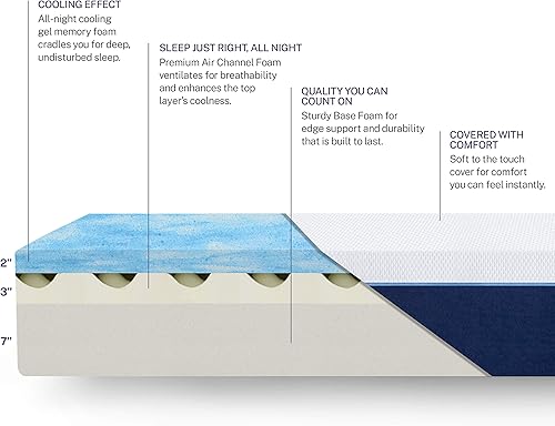 Miniatura 3 de Sleep Innovations Taylor 12-pulgadas Gel colchón de espuma con efecto de memoria, Espuma, Blanco