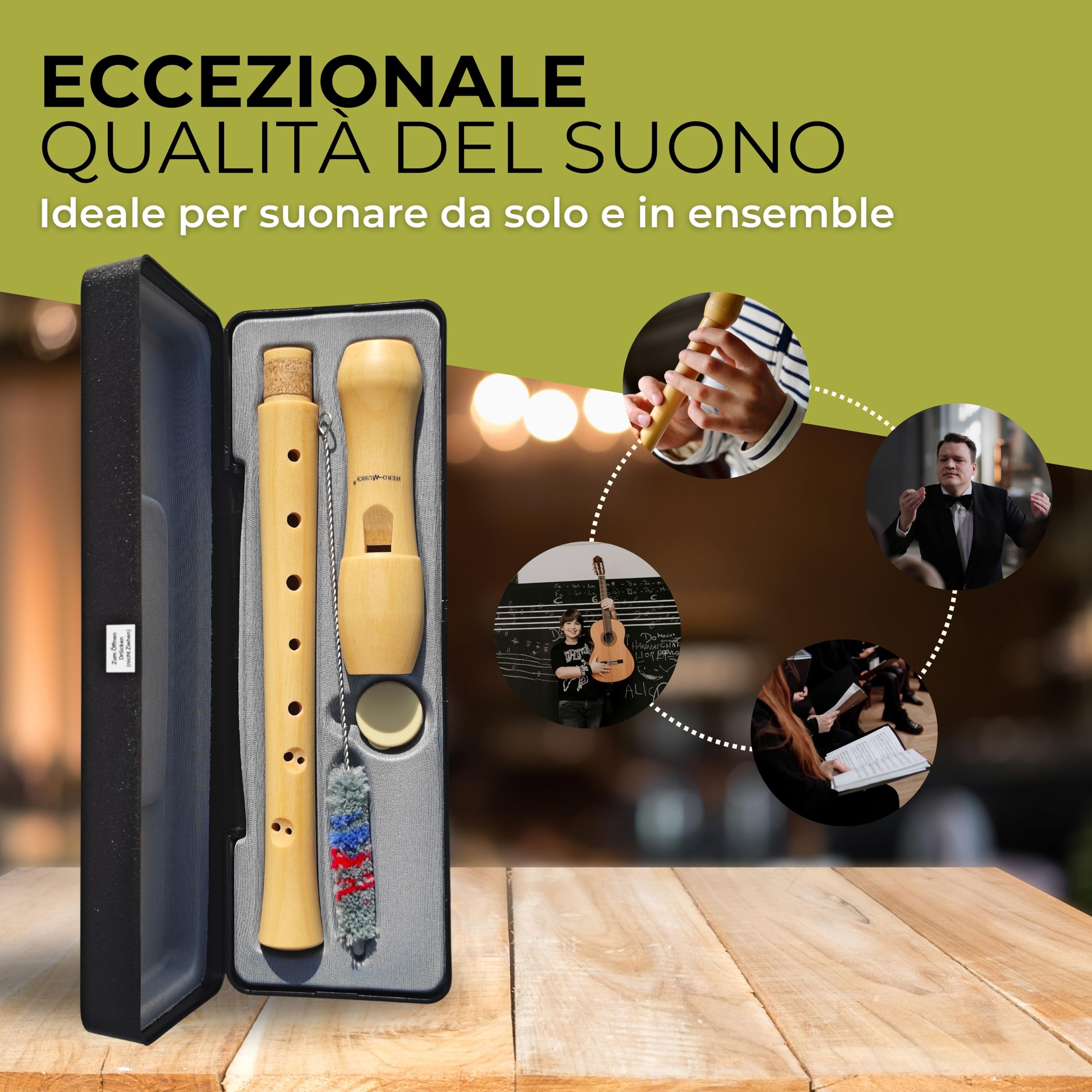 Flauto dolce in legno barocco diteggiatura in un set completo | Disponibile anche come diteggiatura tedesca (basta clic)
