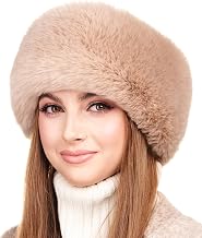 Futrzane Modern Women's Faux Fur Headband – Ski Earmuffs – Size S (Modern Long Beige)