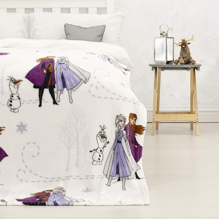 Buy Frozen 2 Official Disney Fleece Throw Elsa Anna Journey Design Super Soft Blanket Perfect For Any Bedroom White 100 X 150cm Online At Desertcart Uae