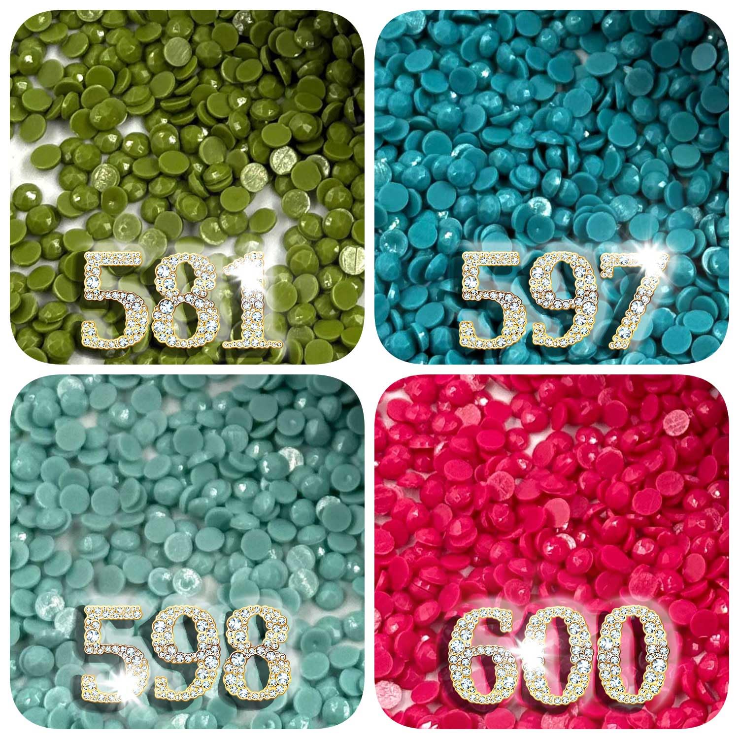 Diamonds Painting Accessories,Replacement for Missing Round Drills 581 597 598 600,Rhinestone Resin Diamond Drill,4 Colors Beads Gems Stones,3500pcs per Color