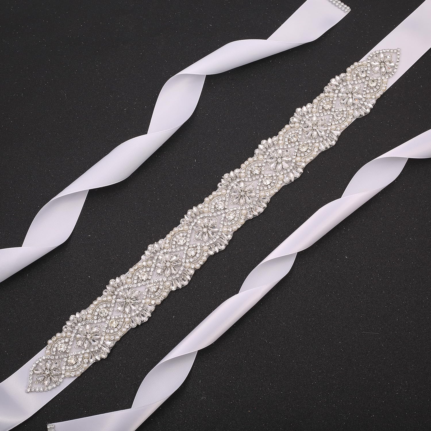 Faja Elegante Cinturones de Novia Hechos a Mano Brillantes con Diamantes de imitación, cinturón de Dama de Honor con Diamantes, Faja for Vestido Formal (Color : Off White)