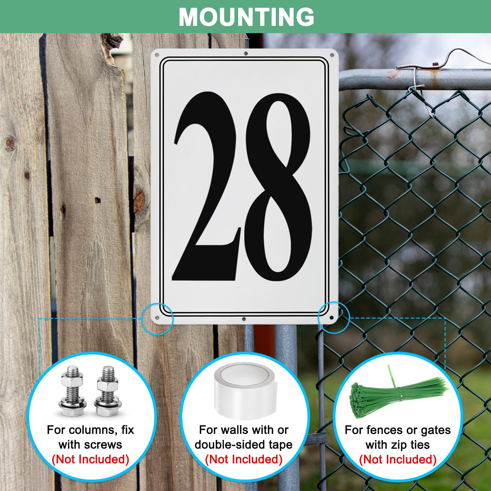 M METERXITY Aluminum Number Sign 28, 11.8 Inch House Numbers and Metal Letters, Parking Spot Letter Signs - Image 4