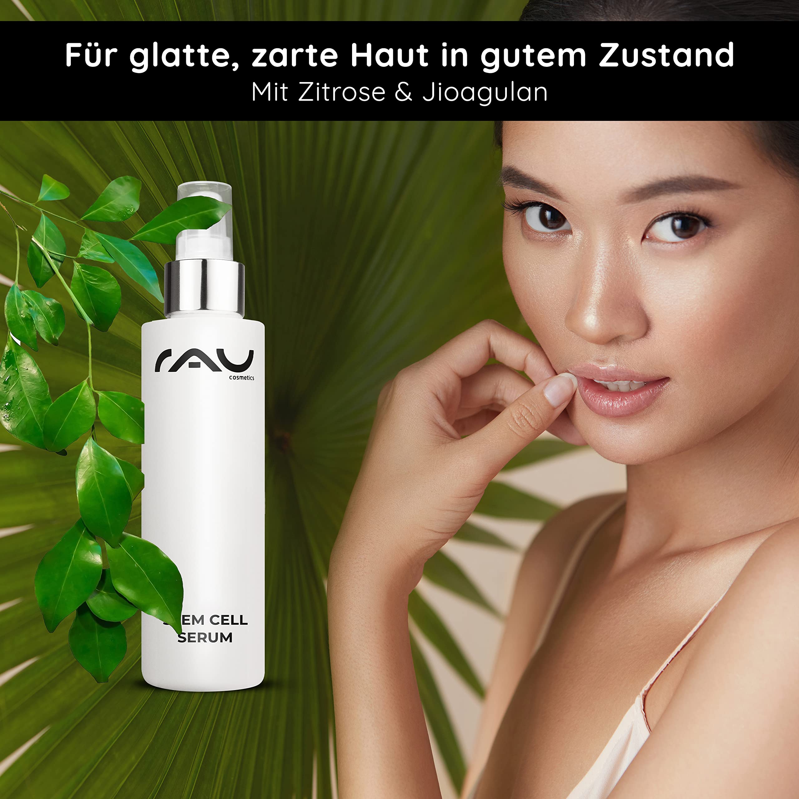 RAU Cosmetics Stem Cell Serum 100 ml - Anti-Aging Gesichtsserum mit Pflanzlichen Stammzellen, Panthenol & Jiaogulan - Intensiv Feuchtigkeitsspendend für Reife, Trockene & Empfindliche Haut | Pflanzliche Stammzellen, Panthenol & Jiaogulan, Feuchtigkeitspfl