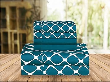 Elegant Comfort Luxury Soft Bed Sheets Bloomingdale Pattern - 1500 Premium Hotel Quality Microfiber Softness Wrinkle and Fade Resistant (6-Piece) Bedding Set, California King, Teal